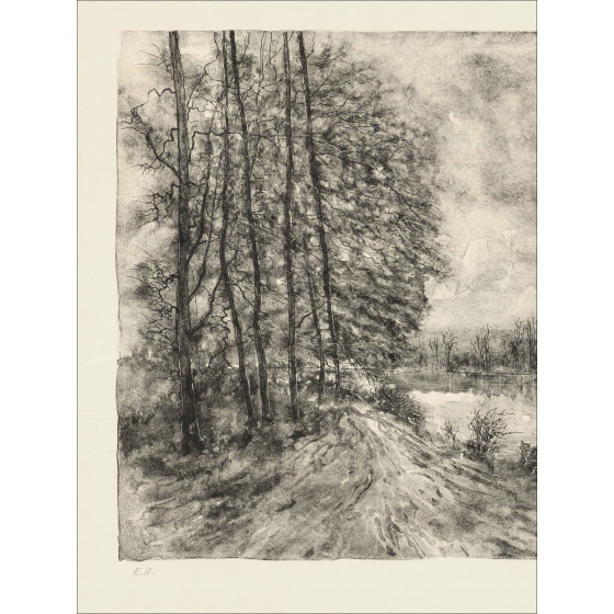 Bernard Gantner Lac en hiver, lithographie originale EA signée