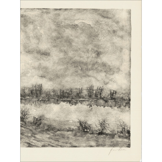 GANTNER Bernard - Original Lithographie "See im Winter" 47x64cm