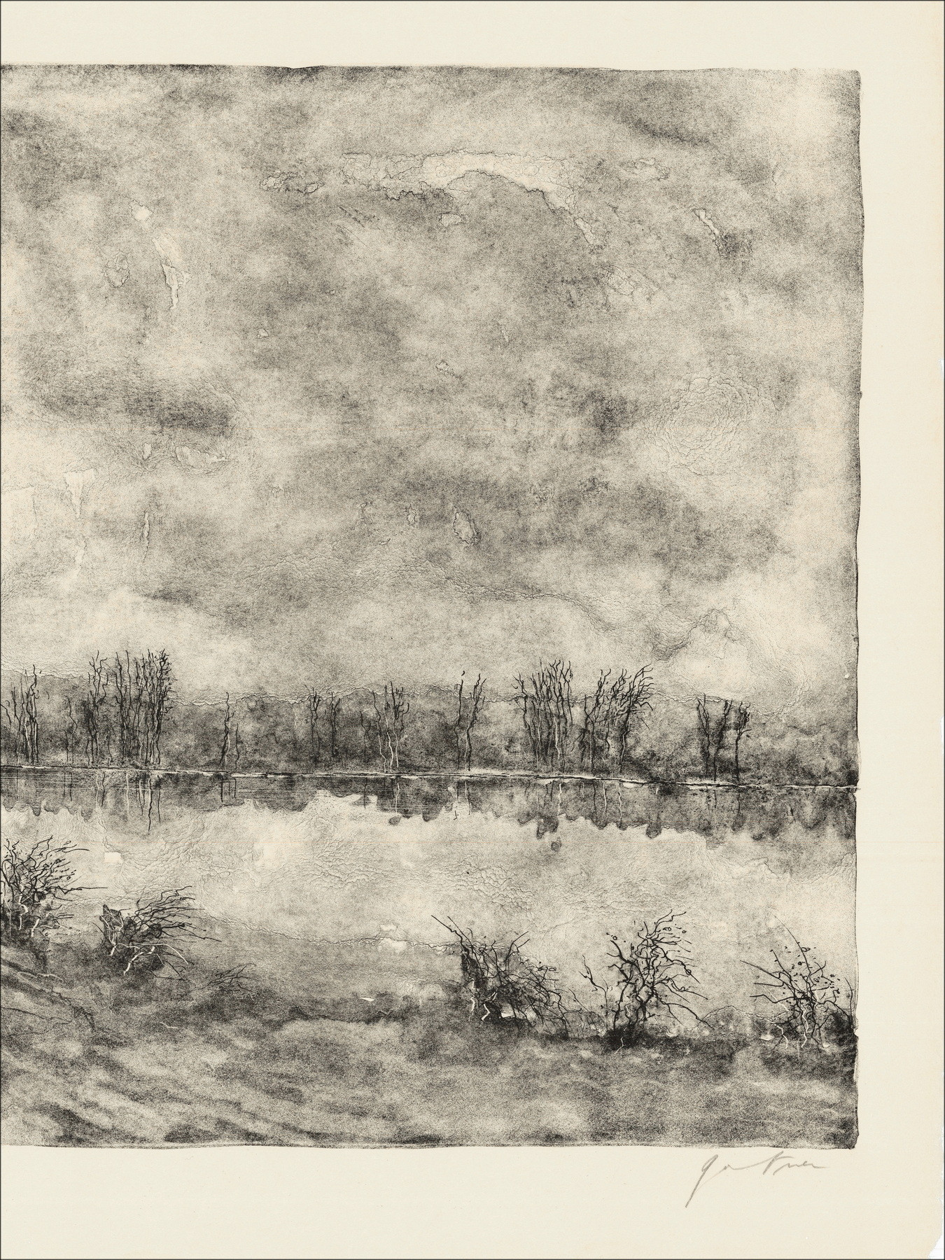 Bernard Gantner Lac en hiver, lithographie originale EA signée