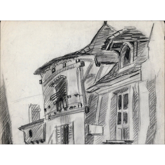 TOFFOLI Louis - Originalzeichnung "Dorfstraße - 1" 35x26cm