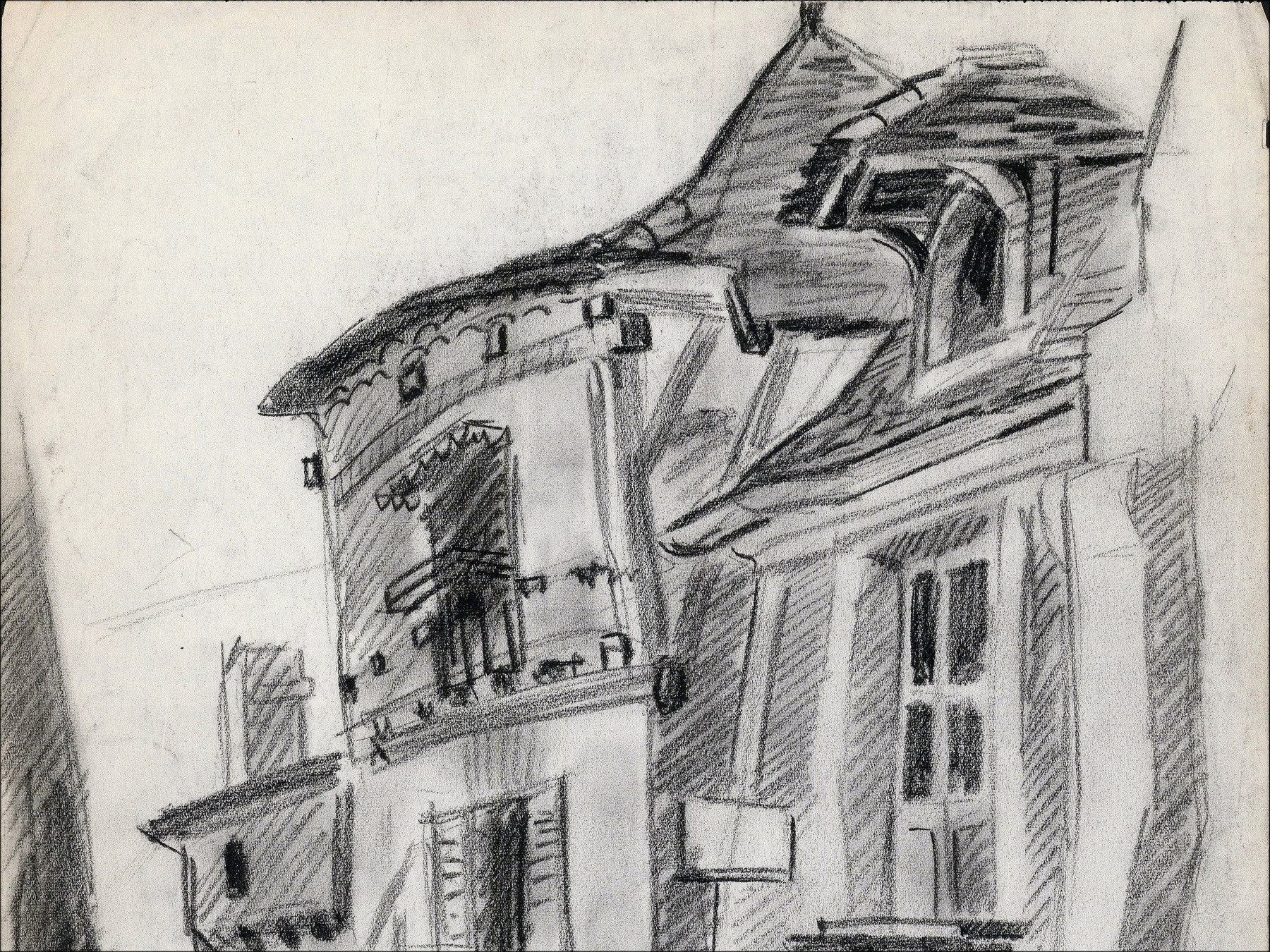 TOFFOLI Louis - Originalzeichnung "Dorfstraße - 1" 35x26cm