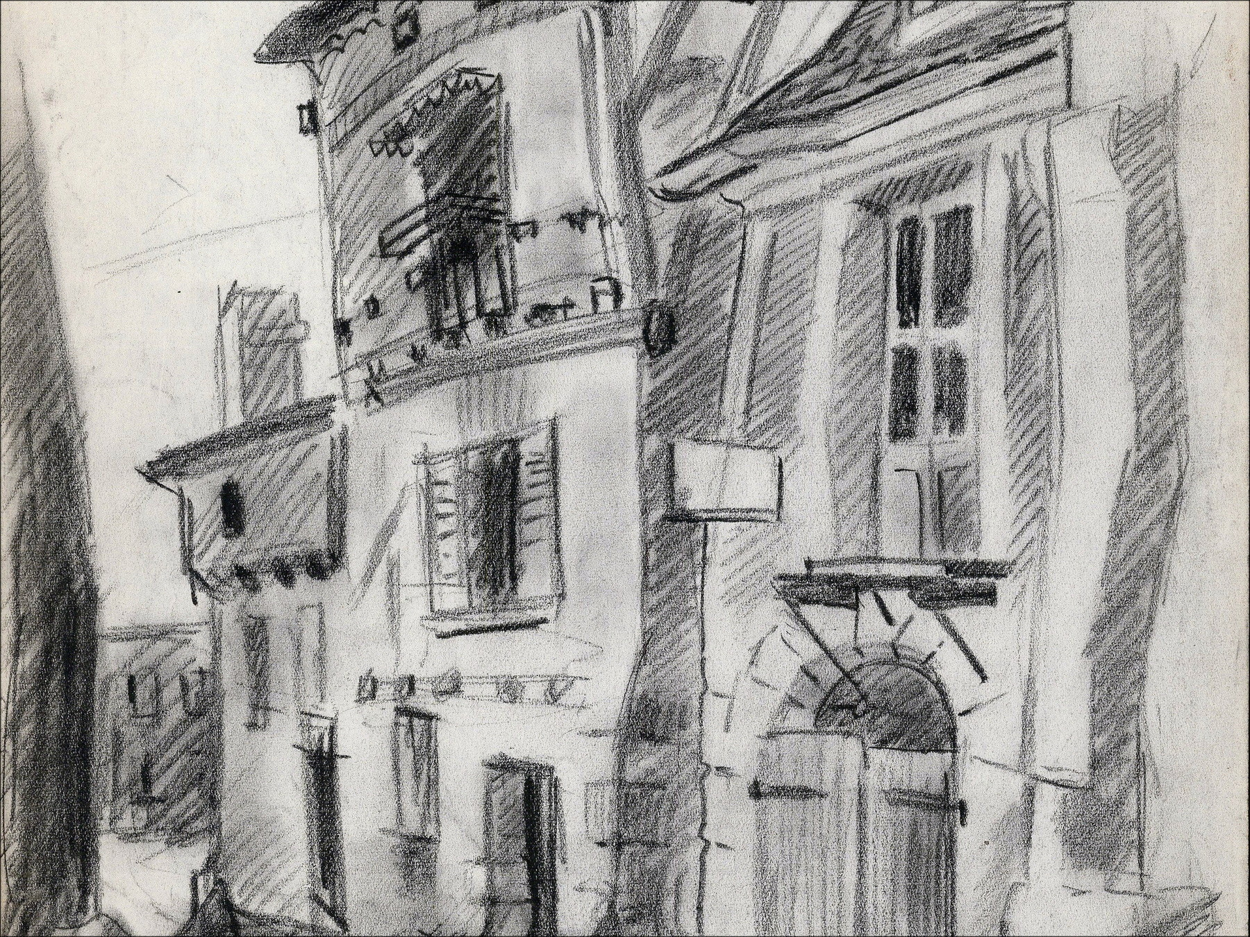 TOFFOLI Louis - Originalzeichnung "Dorfstraße - 1" 35x26cm