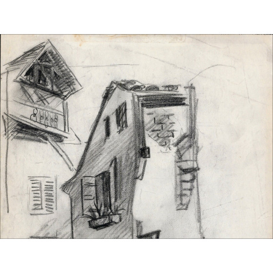 Louis Toffoli - Village Street 2, original signed drawing
