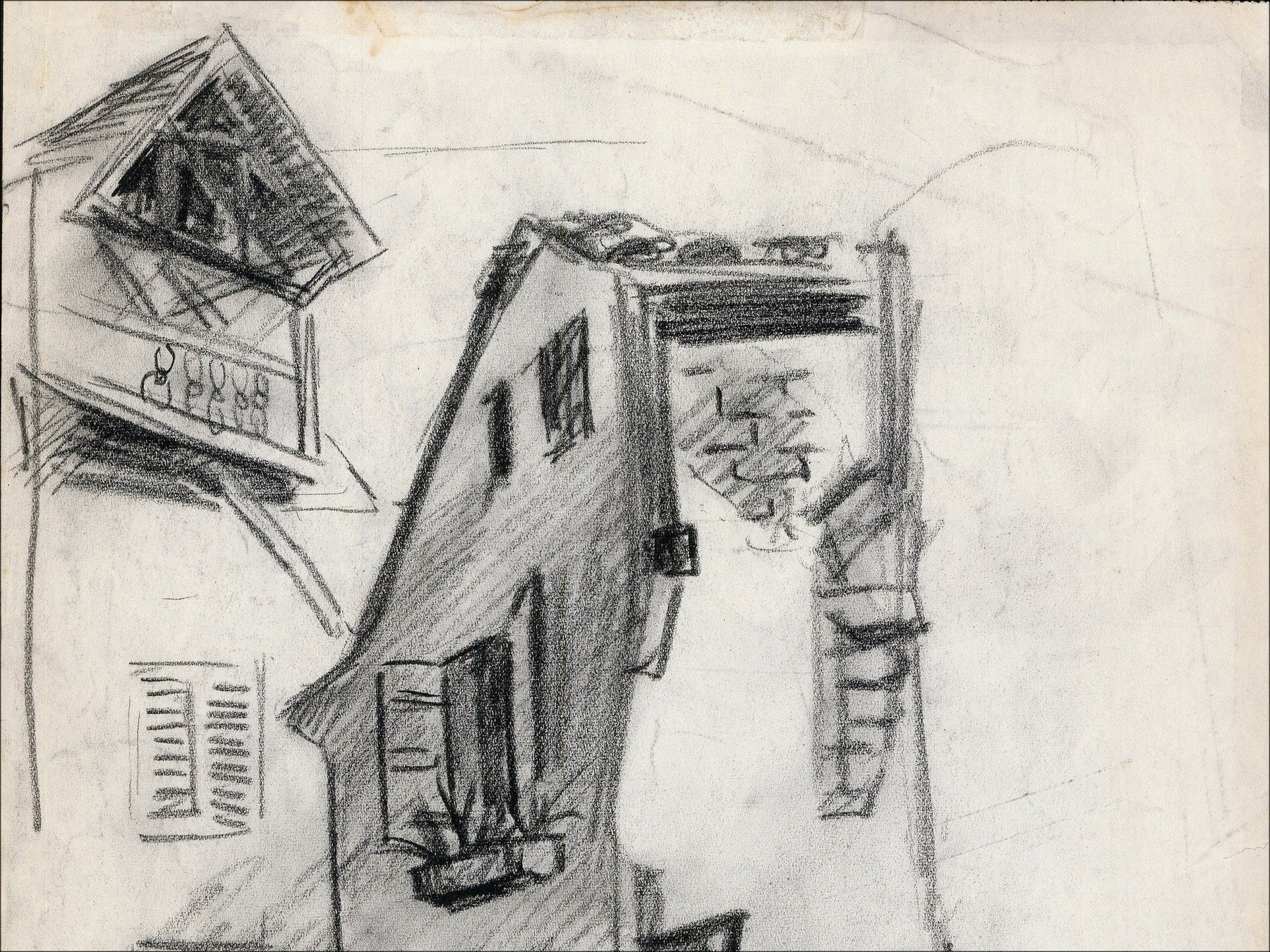 Louis Toffoli - Dorfstraße 2, signierte Originalzeichnung