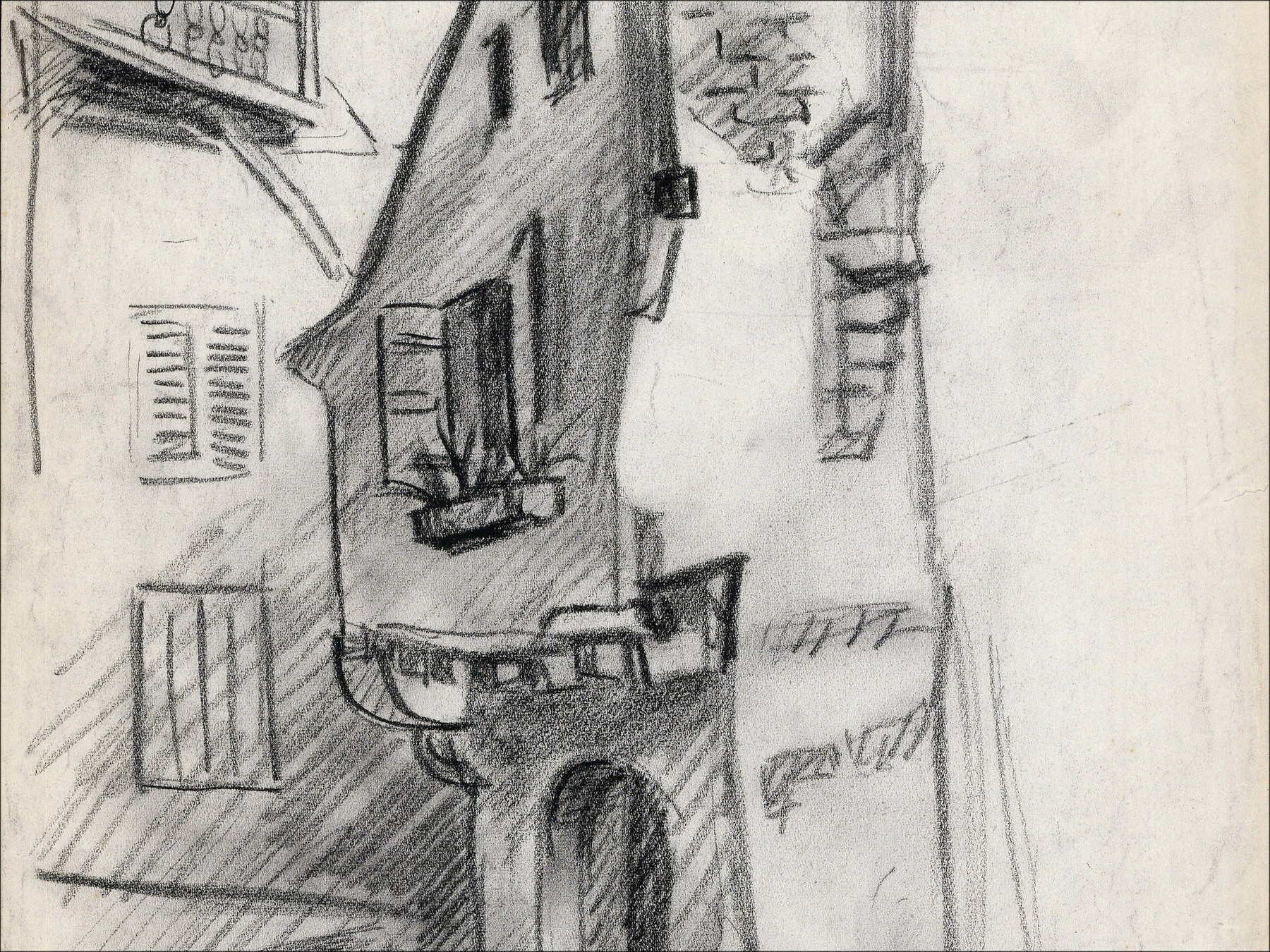 Louis Toffoli - Village Street 2, original signed drawing
