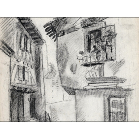 Louis Toffoli - originele gesigneerde tekening - Dorpsstraat 3
