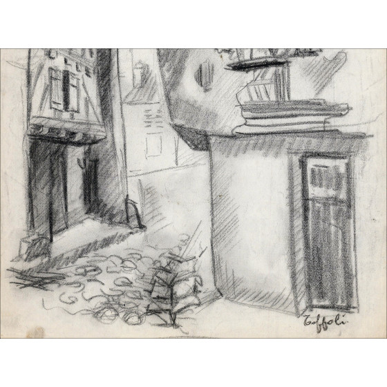 Louis Toffoli - originele gesigneerde tekening - Dorpsstraat 3