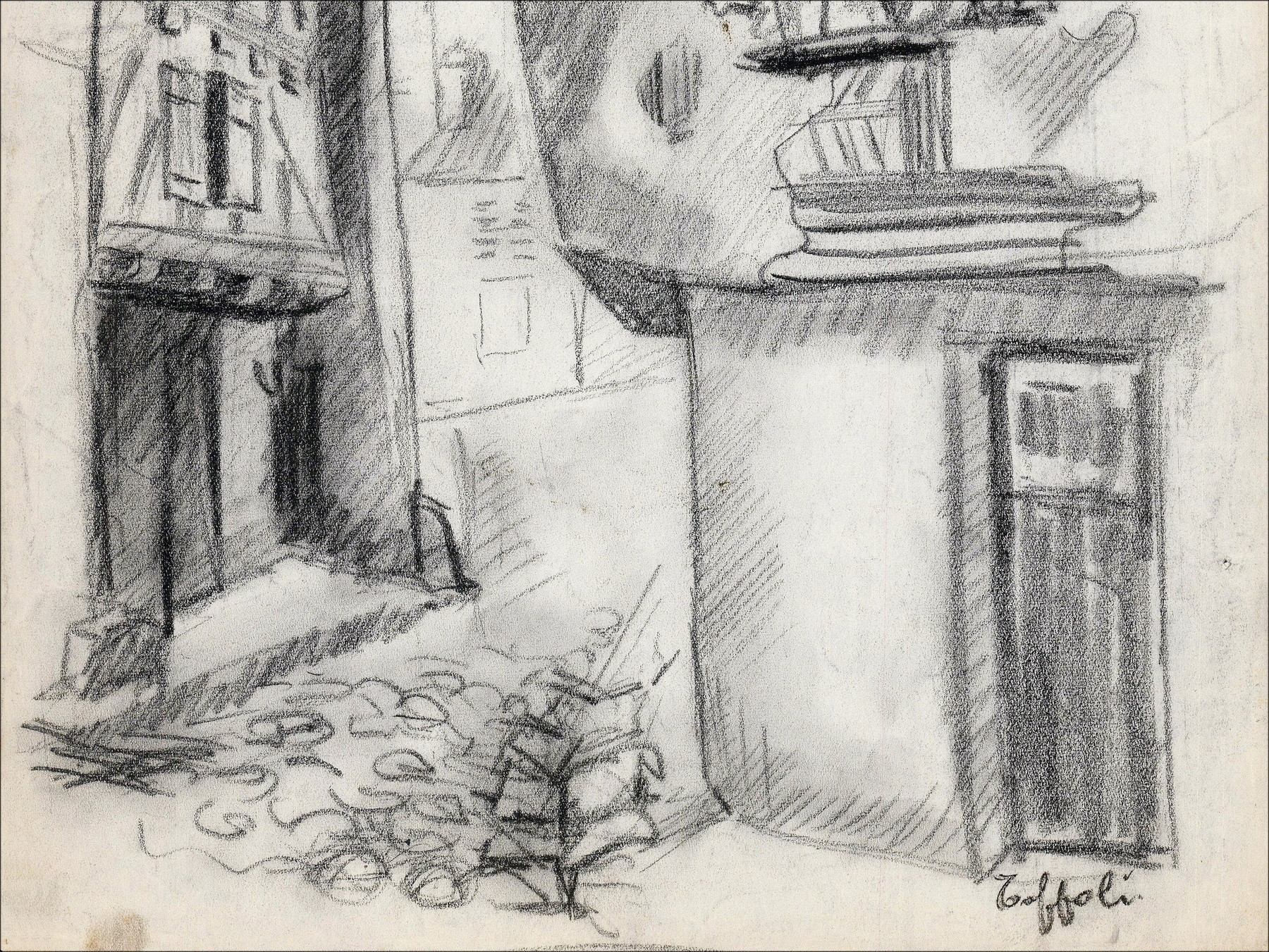 Louis Toffoli - originele gesigneerde tekening - Dorpsstraat 3