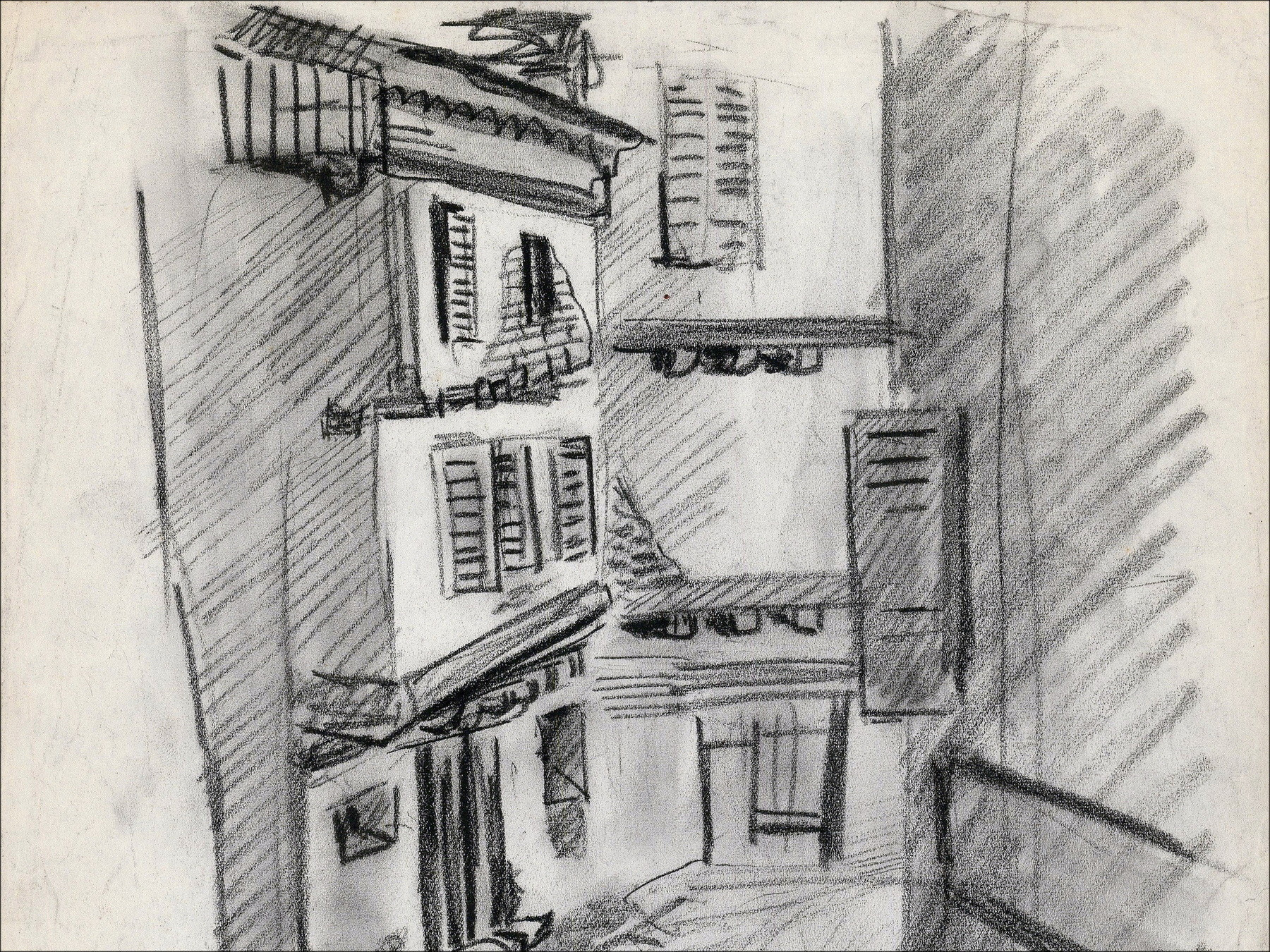 Louis Toffoli - Dorfstraße 4, Originalzeichnung auf Papier