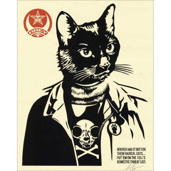 Shepard Fairey Radical Cat, signed screen print