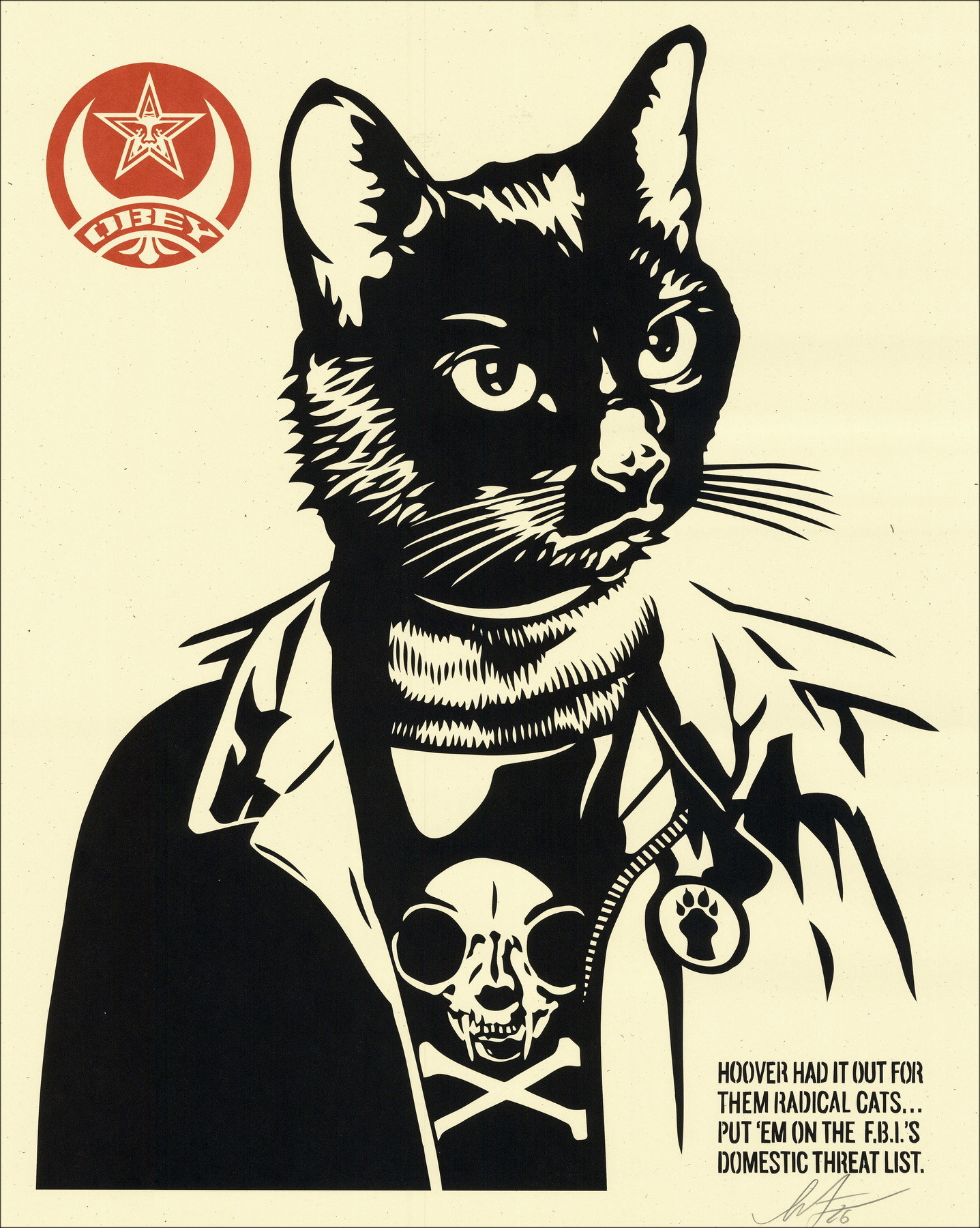 Shepard Fairey Radical Cat, serigrafia firmata