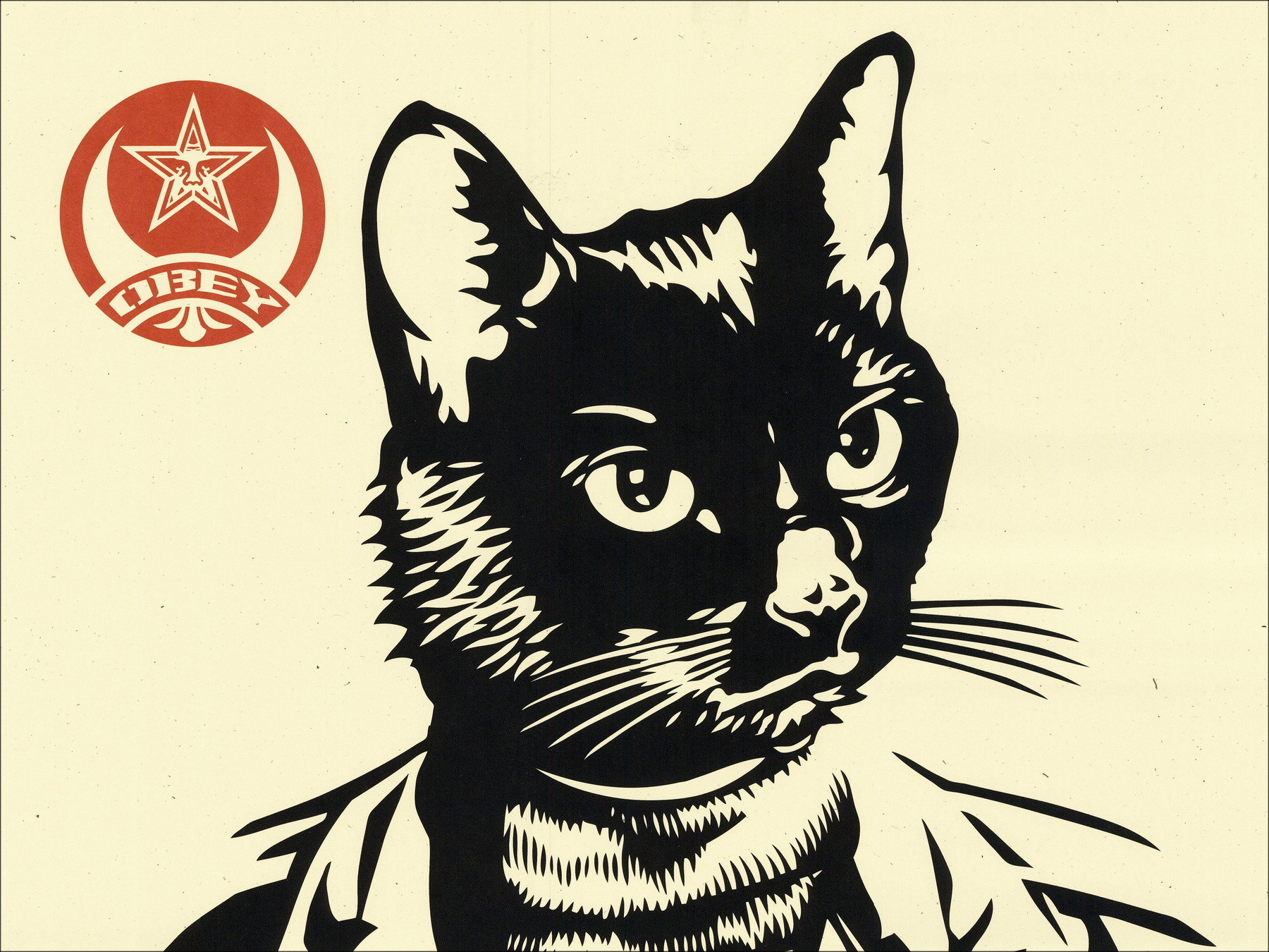 Shepard Fairey Radical Cat, signed screen print