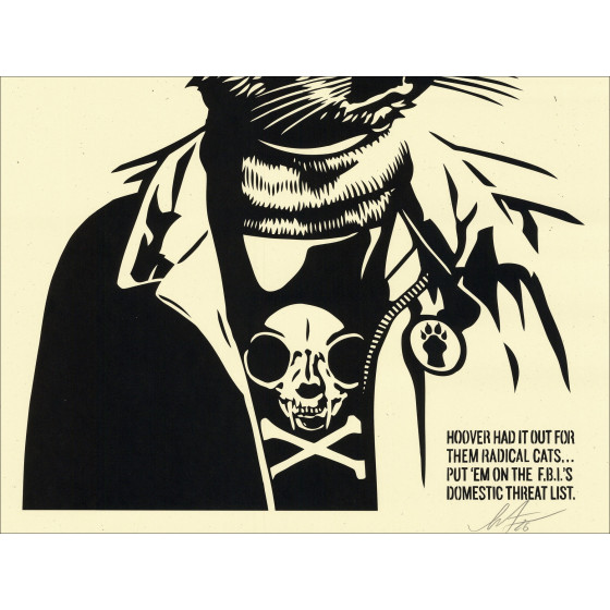 Shepard Fairey Radical Cat, signierte Siebdruckgrafik