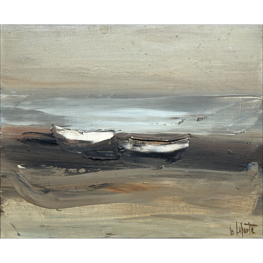 Georges Laporte's "Les Barques", original oil painting on canvas.