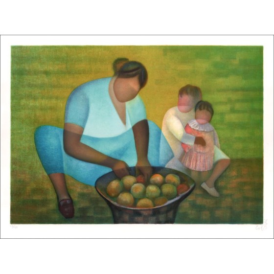 Acquista Louis TOFFOLI La mamma al mercato Litografia Originale 1990