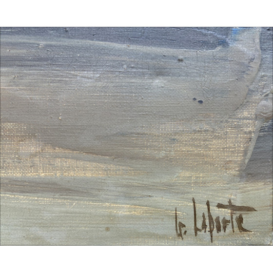 Georges Laporte Die Boote, Originalöl auf Leinwand