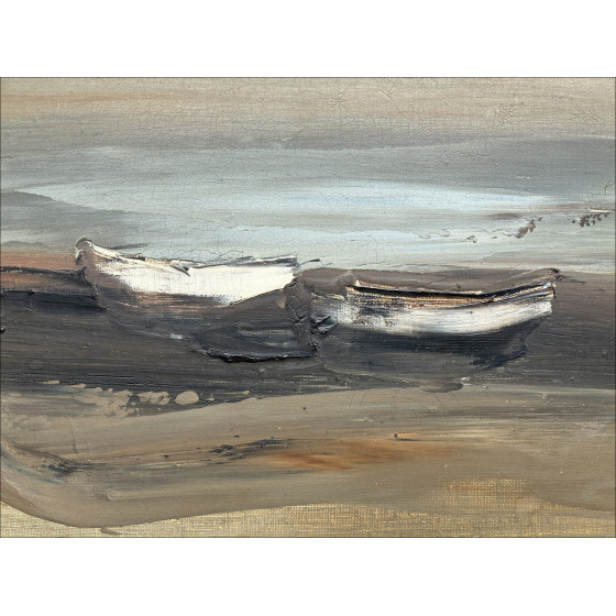 Georges Laporte's "Les Barques", original oil painting on canvas.