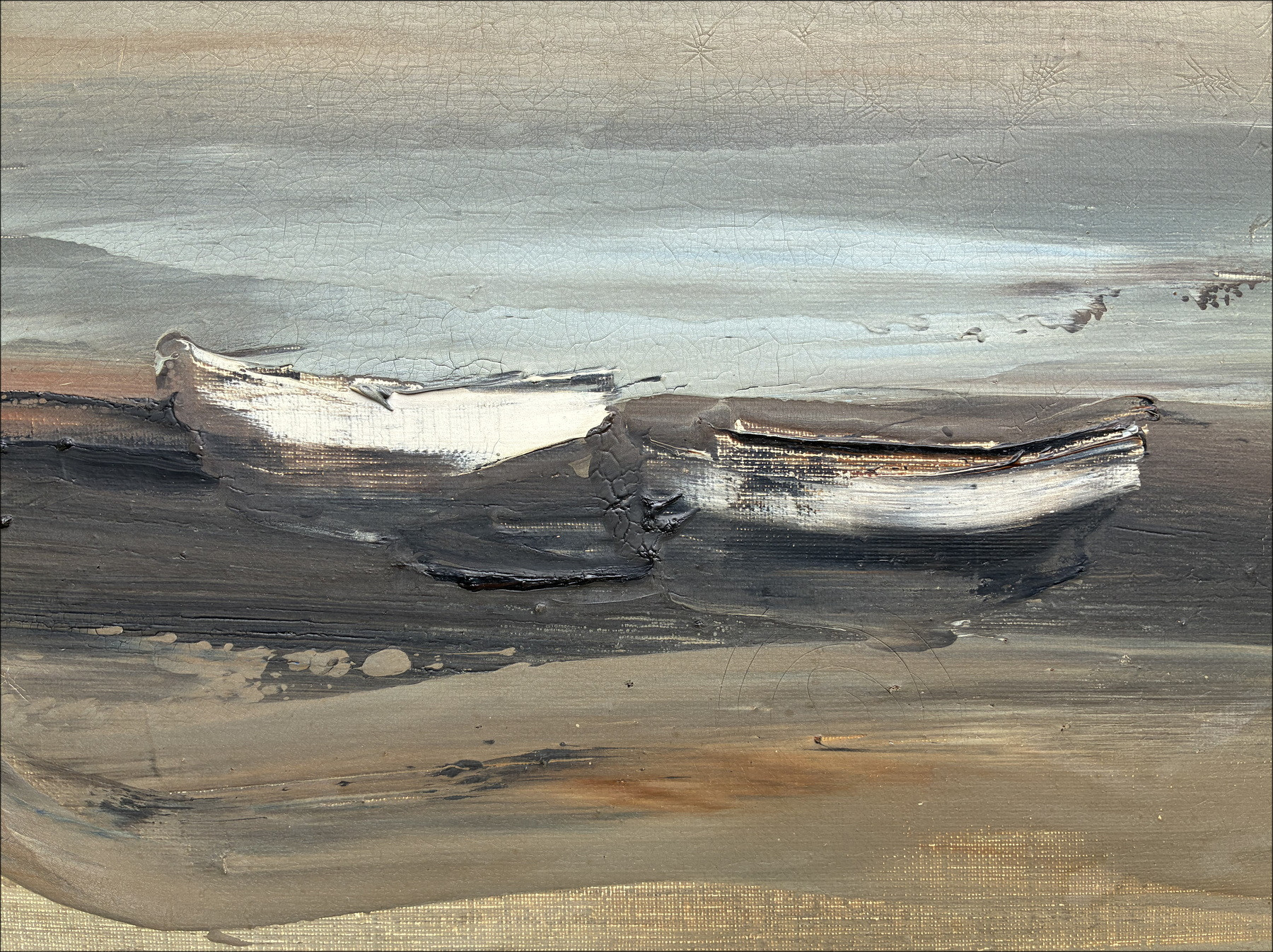 Georges Laporte, Las Barcas, óleo original sobre lienzo.