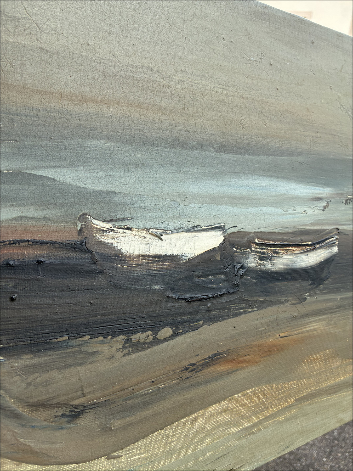 Georges Laporte Die Boote, Originalöl auf Leinwand