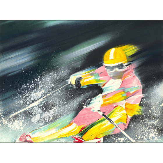 Victor Spahn - Der Skifahrer, signierte Original-Lithographie