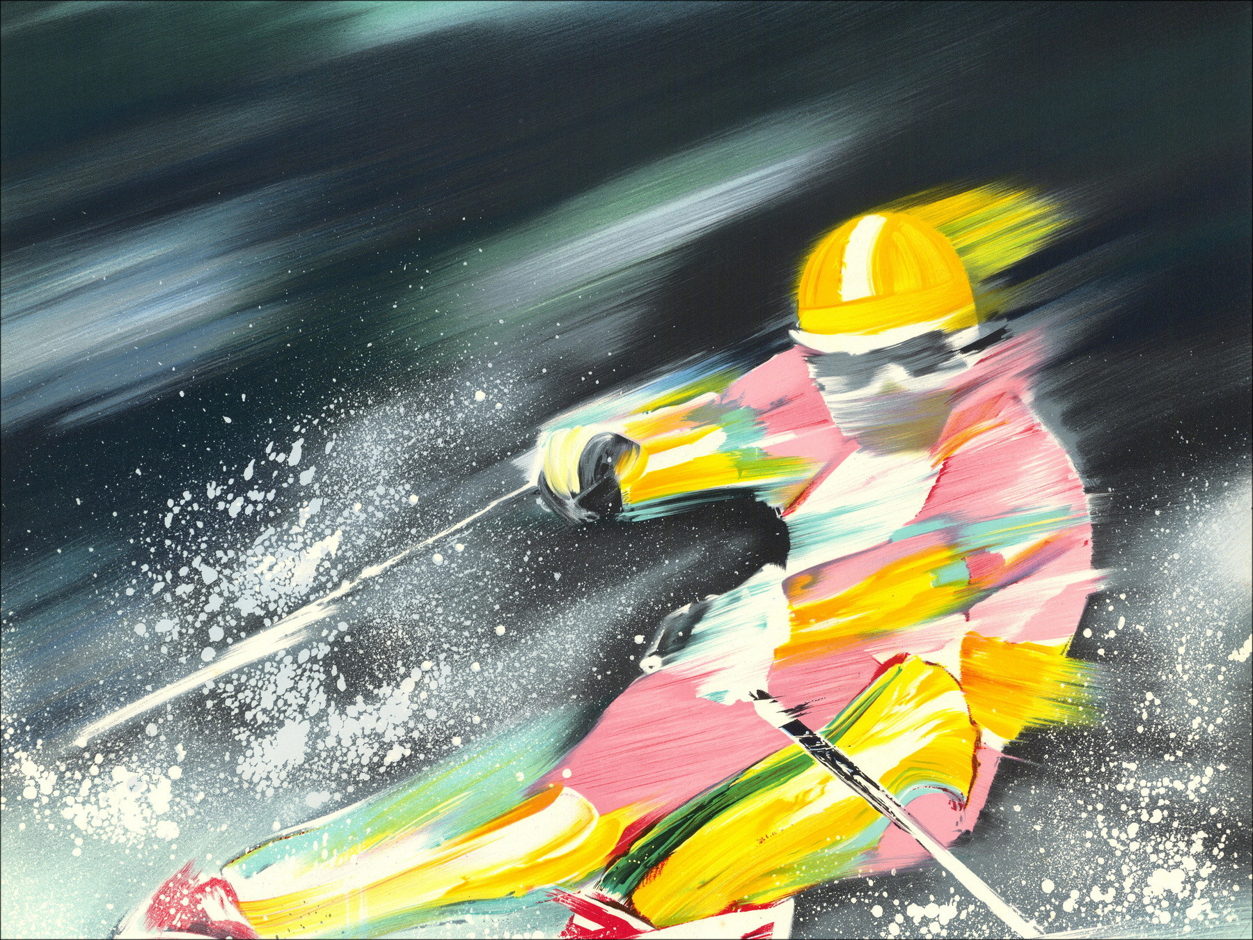 Victor Spahn - The Skier, original signed lithograph