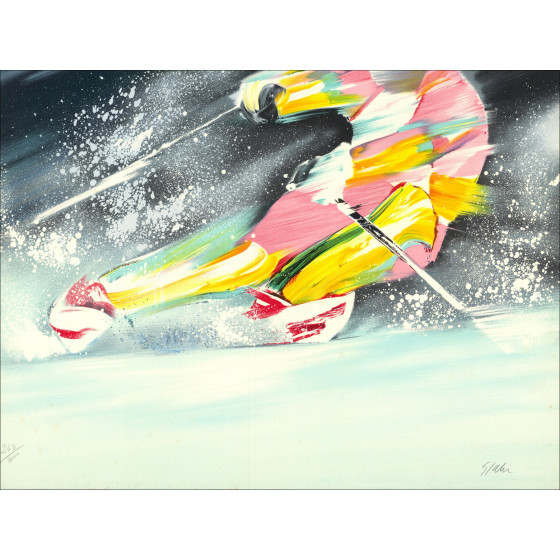 Victor Spahn - The Skier, original signed lithograph