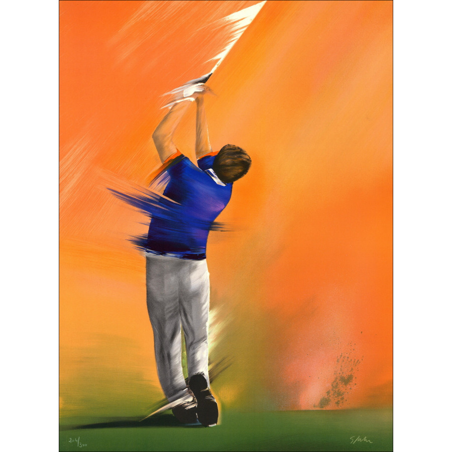 Victor Spahn - De Golfer, originele ondertekende lithografie