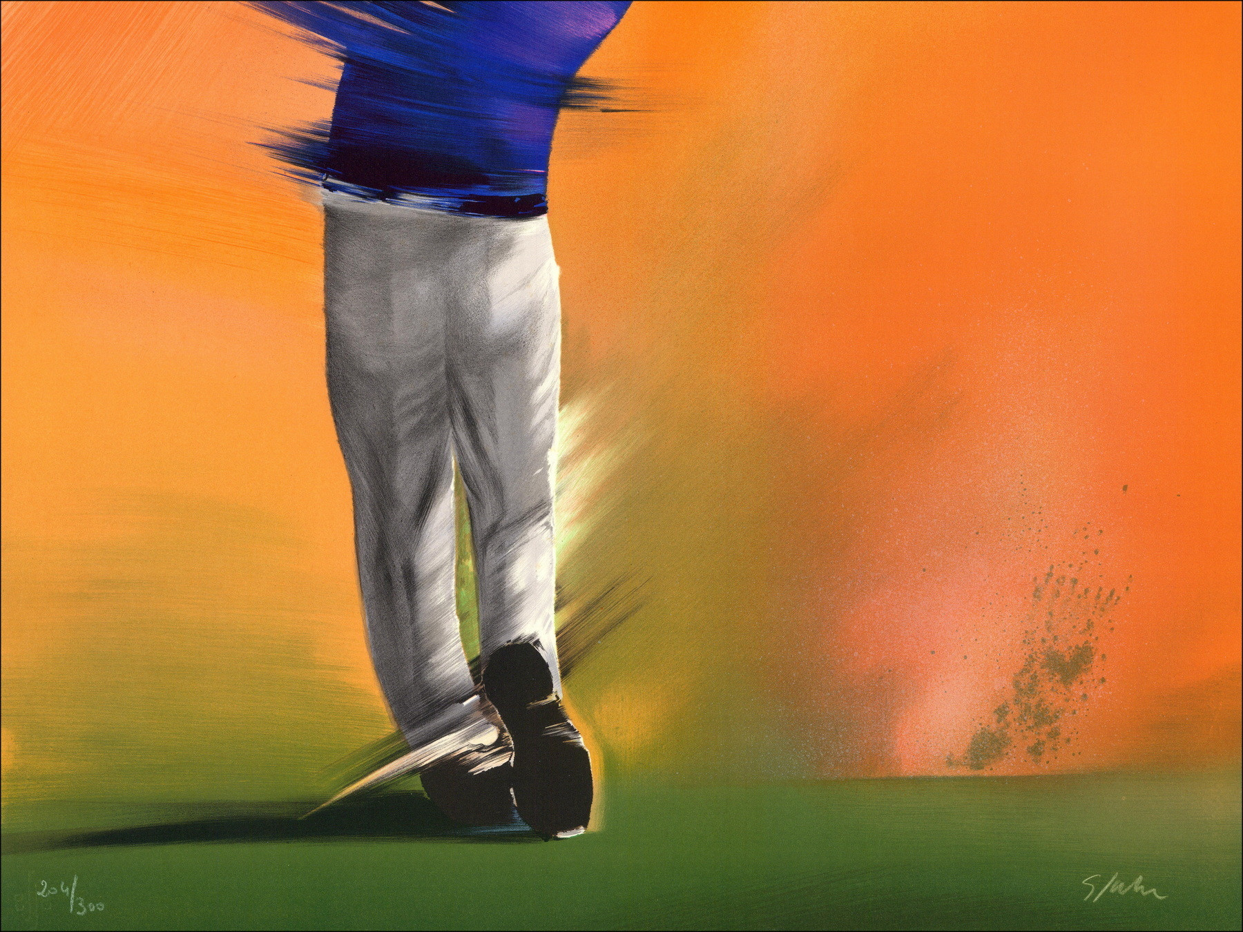 Victor Spahn - Der Golfer, signierte Original-Lithografie