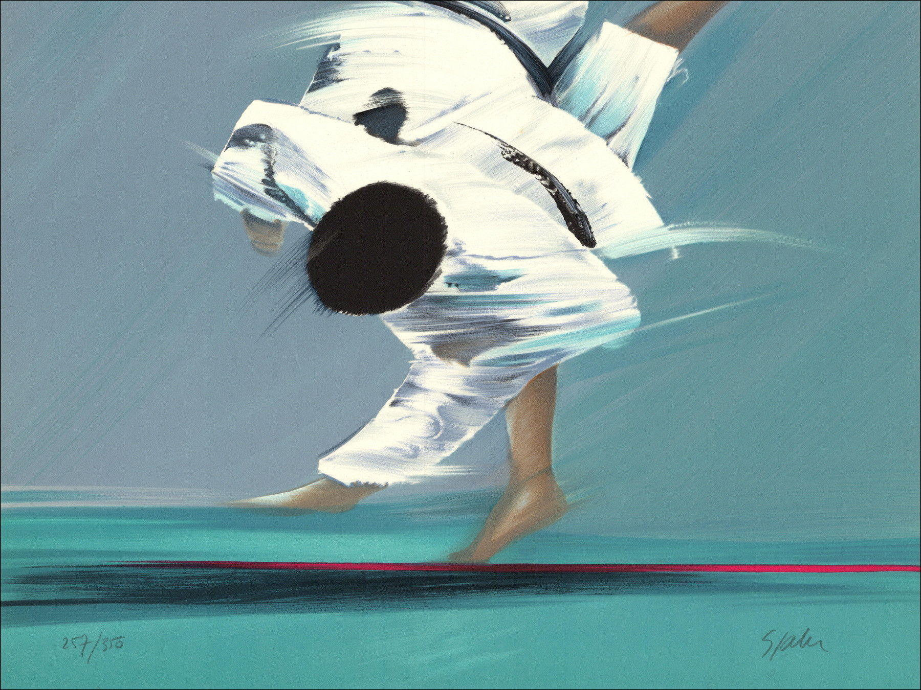 Victor Spahn - El Judoka, litografía original firmada