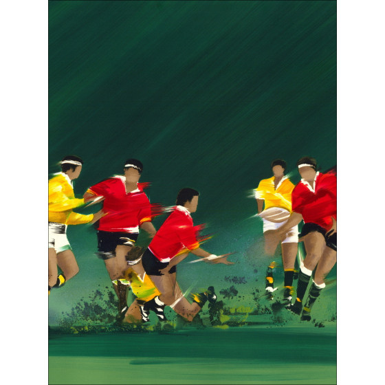 Victor Spahn - I Rugbymen, litografia originale firmata