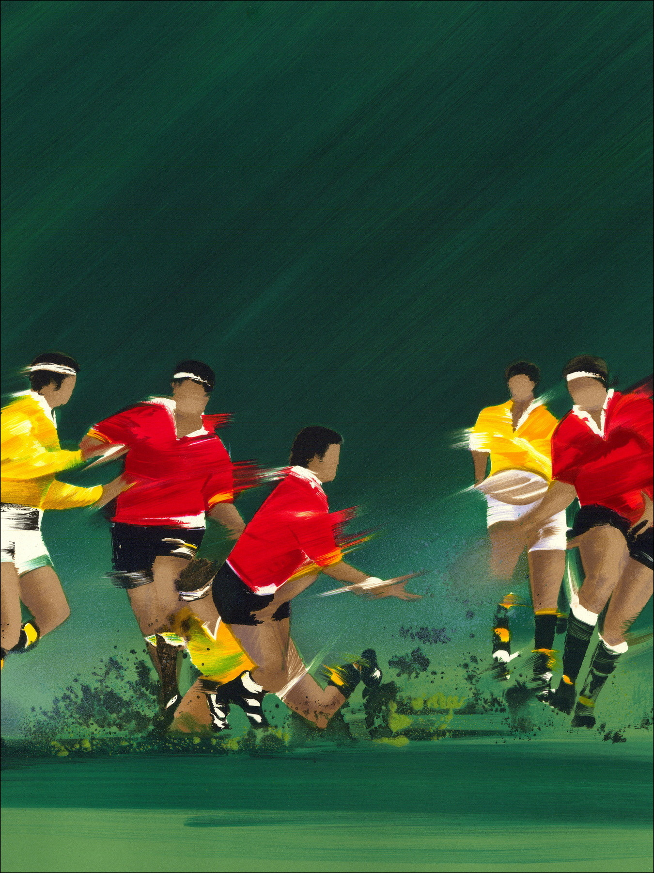 Victor Spahn - I Rugbymen, litografia originale firmata