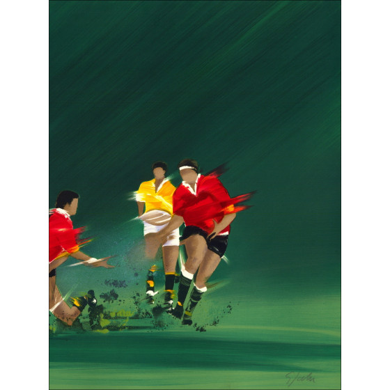 Victor Spahn - I Rugbymen, litografia originale firmata