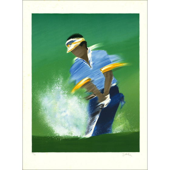 Victor Spahn - Il golfista, litografia originale firmata