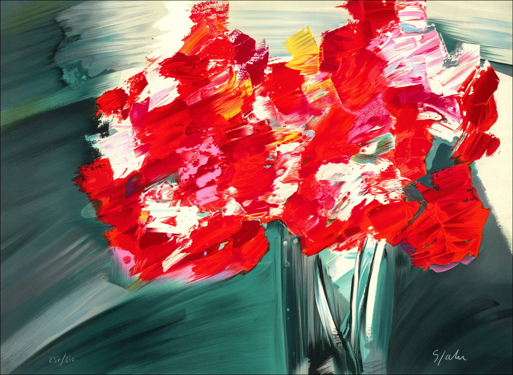 SPAHN Victor - Original lithograph "The bouquet" 56x76cm