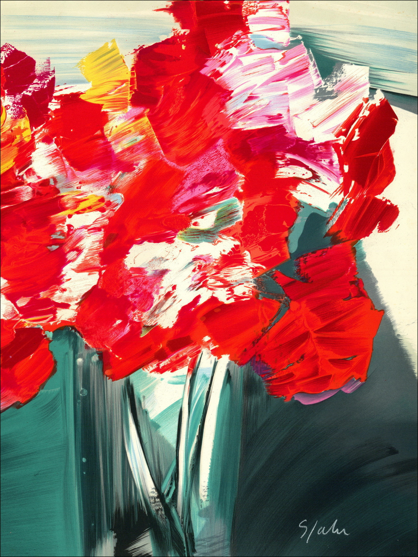 SPAHN Victor - Litografía original "El ramo" 56x76cm