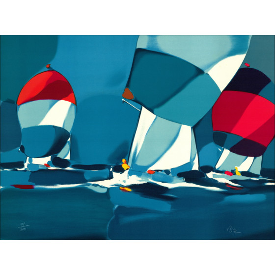 Michel Bez - Regata, litografia originale firmata