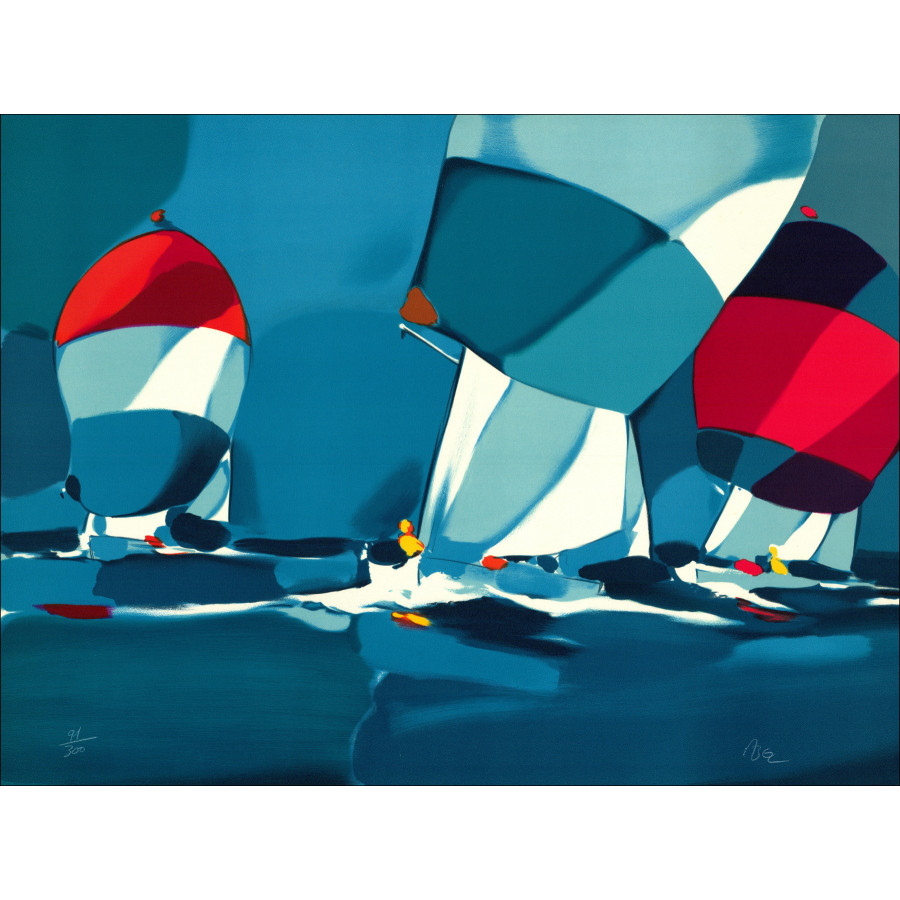 Michel Bez - Regata, litografia originale firmata