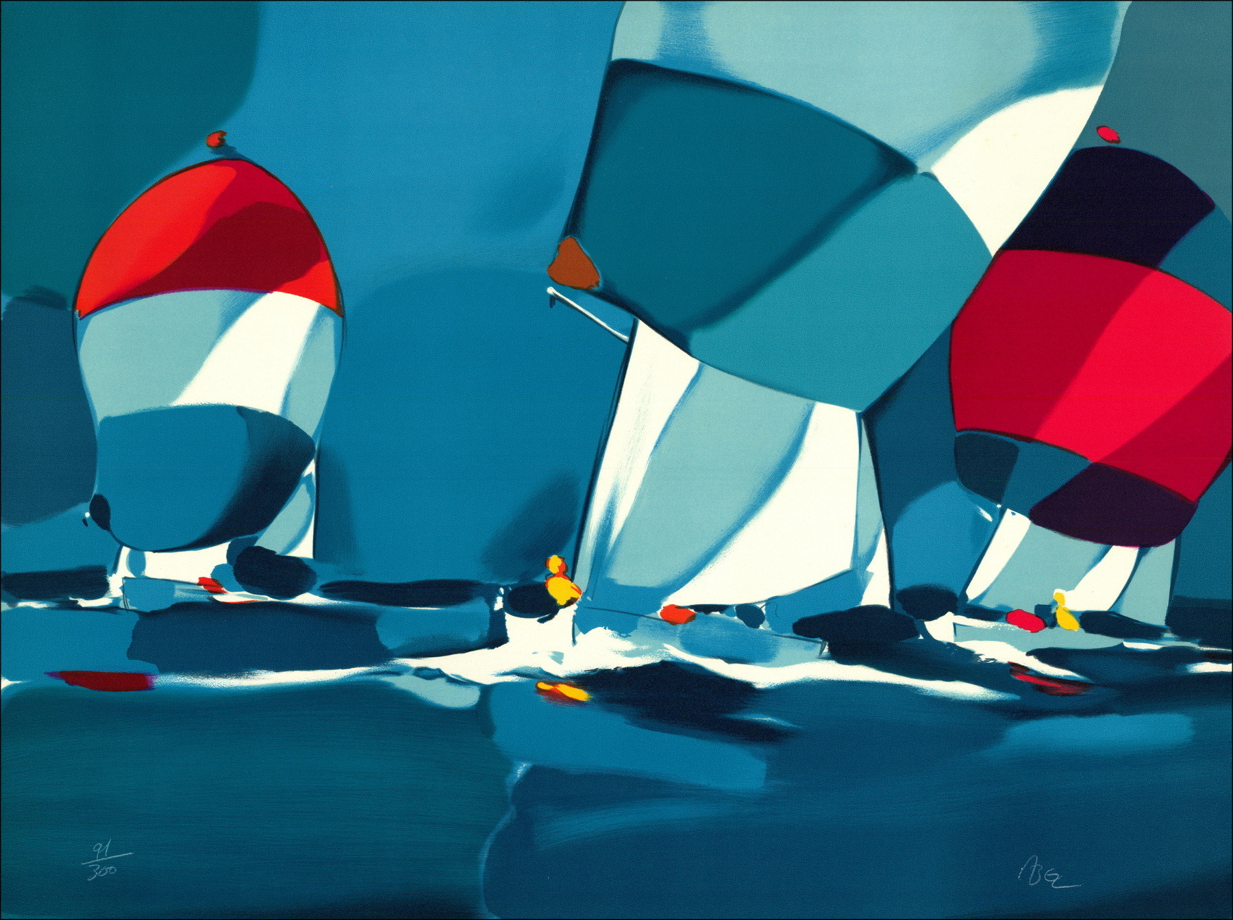 Michel Bez - Regatta, signierte Original-Lithographie