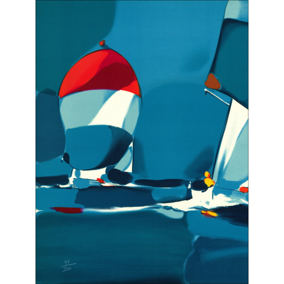 Michel Bez - Regata, litografía original firmada