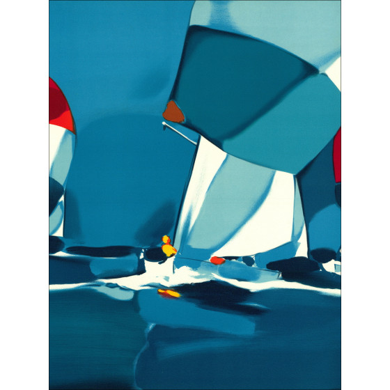 Michel Bez - Zeilwedstrijd, originele lithografie ondertekend