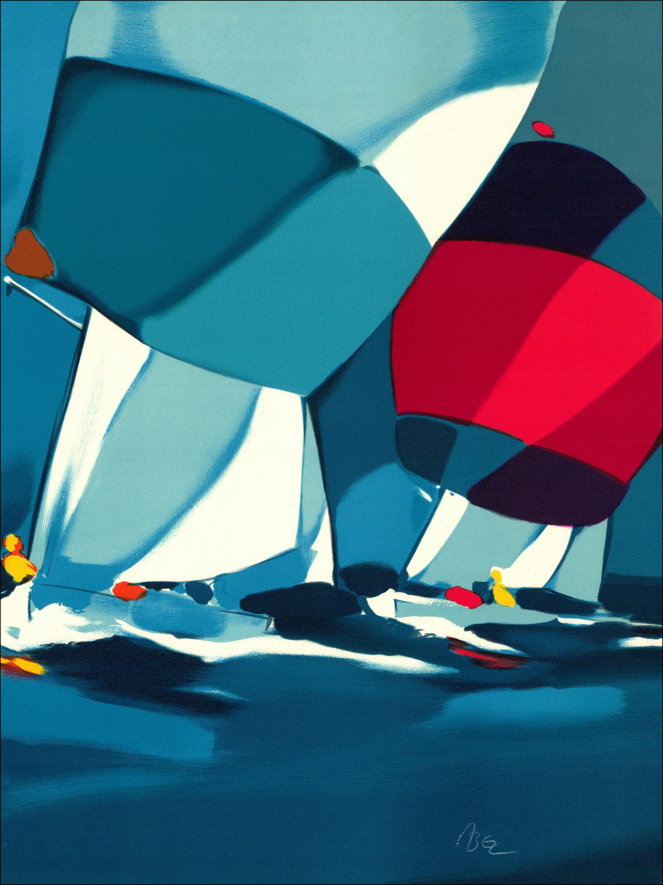 Michel Bez - Regata, litografia originale firmata