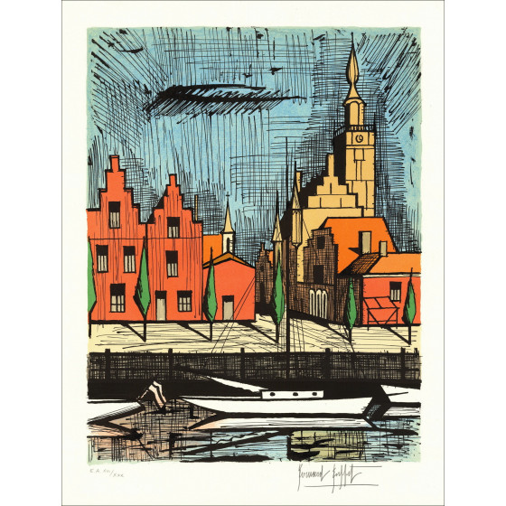 Bernard Buffet - Glas, das Stadtkrankenhaus, Lithografie 1986
