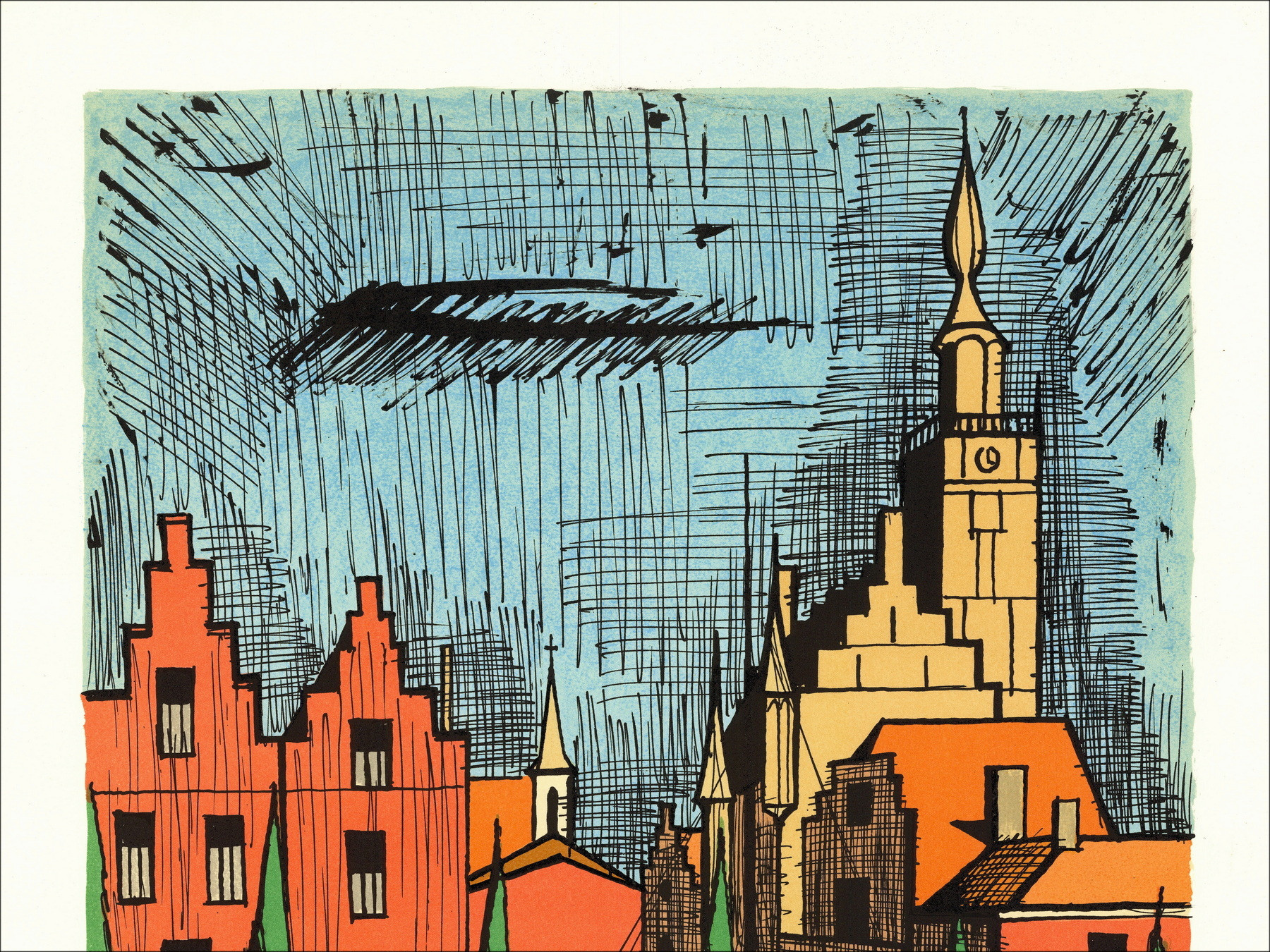 Bernard Buffet - Glas, das Stadtkrankenhaus, Lithografie 1986