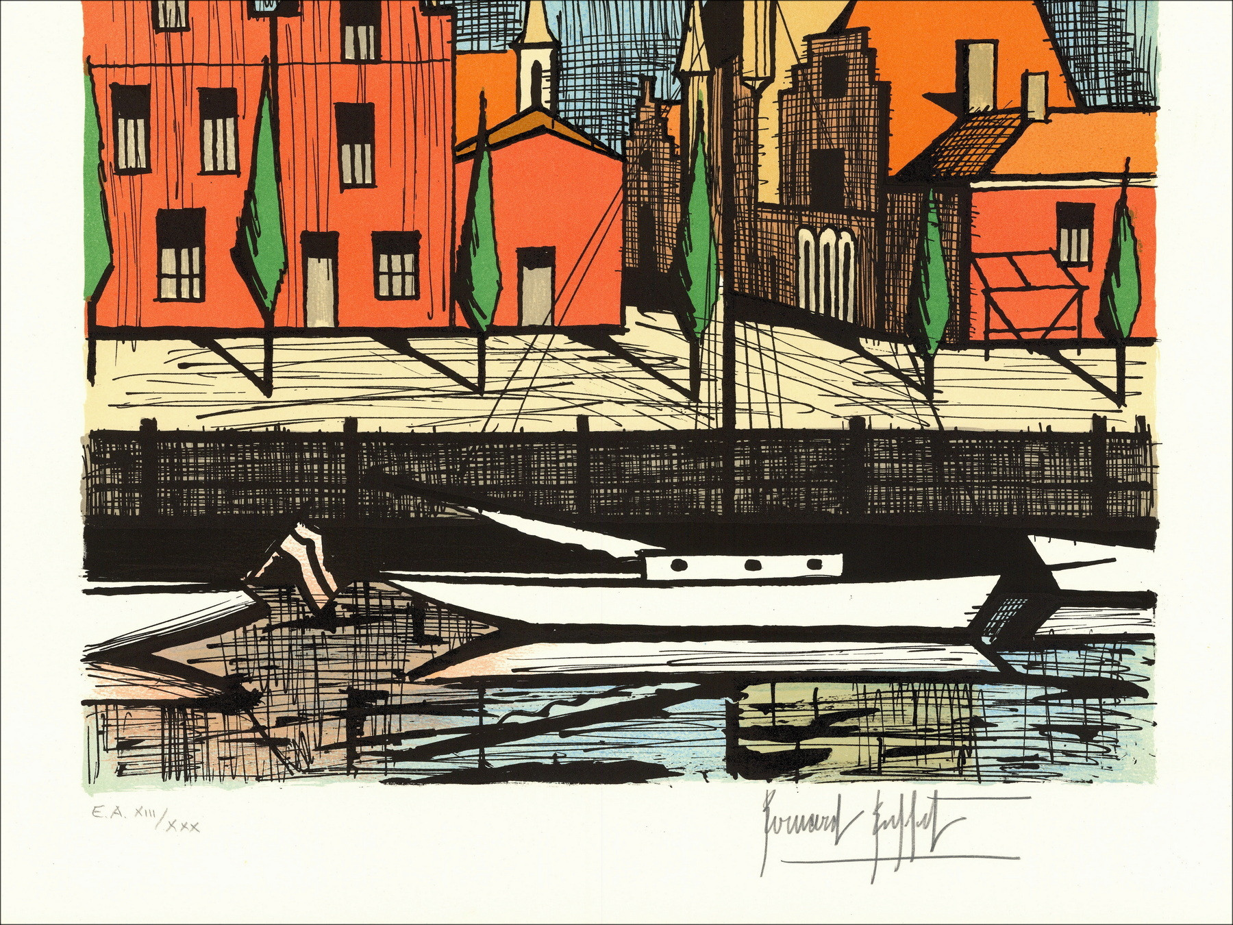 Bernard Buffet - Vetro, l'Ospedale della Città, litografia 1986