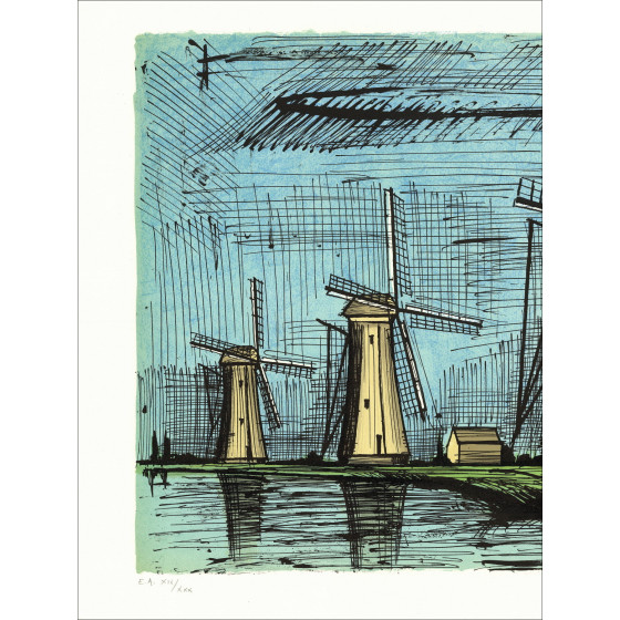 Bernard Buffet - De Drie Molens, lithografie 1986