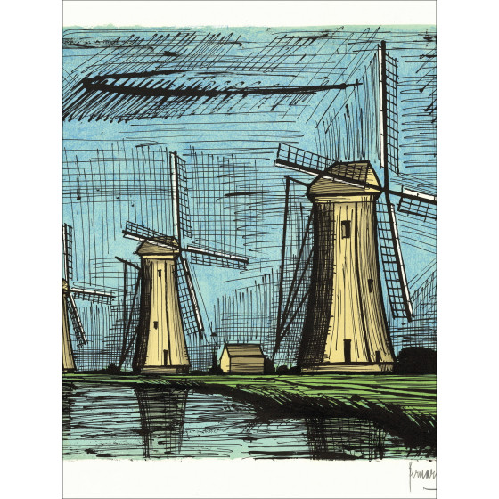 Bernard Buffet - De Drie Molens, lithografie 1986