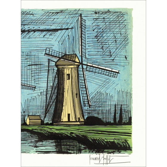 Bernard Buffet - Los Tres Molinos, litografía 1986