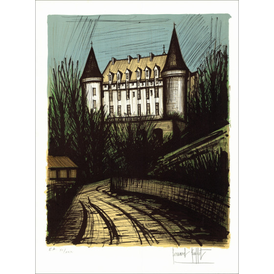 Bernard Buffet - Castello di Rochechouart, litografia del 1981