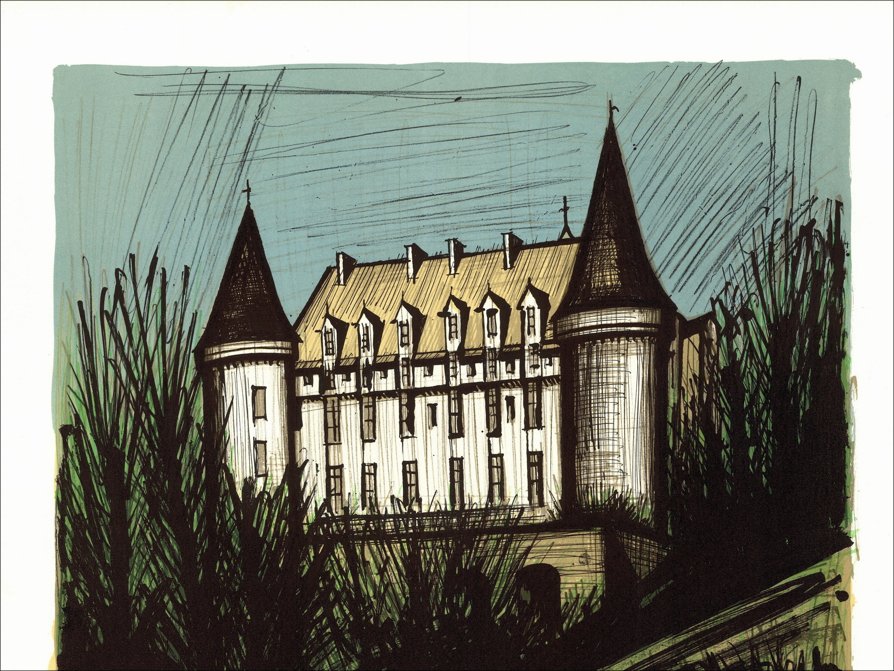 Bernard Buffet - Château de Rochechouart, lithograph 1981