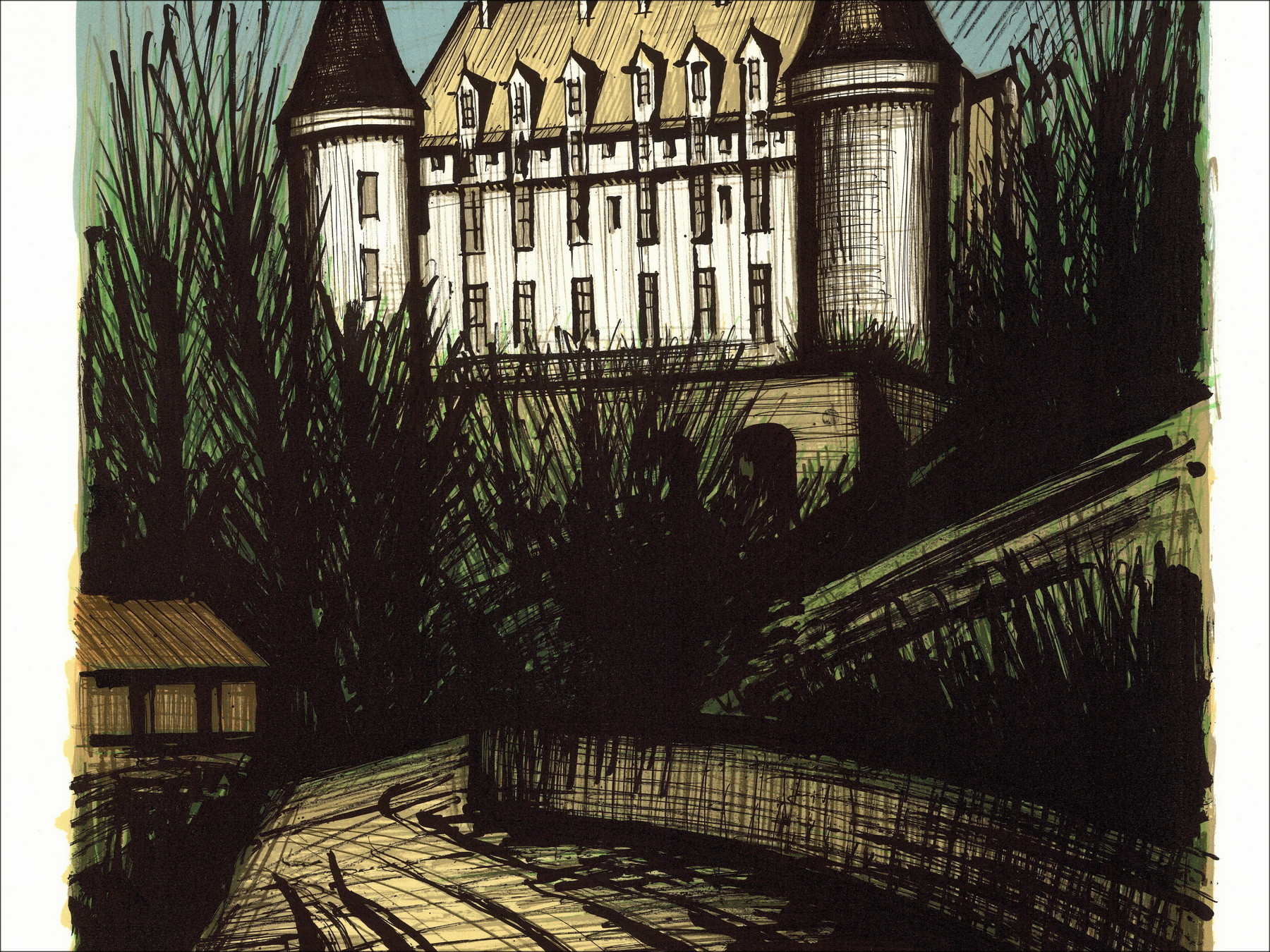 Bernard Buffet - Castello di Rochechouart, litografia del 1981